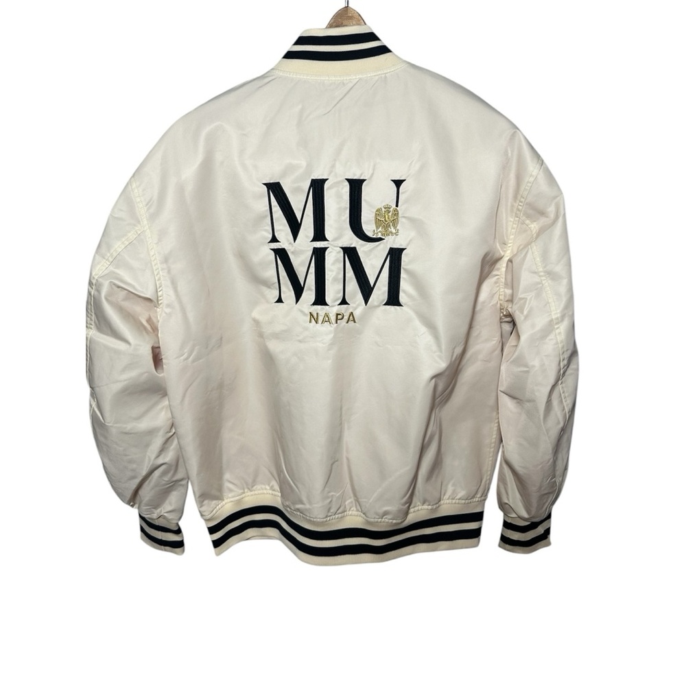 Mumm Napa Winery Cream Bomber Jacket with Ribbed Accents L - Picture 2 of 8